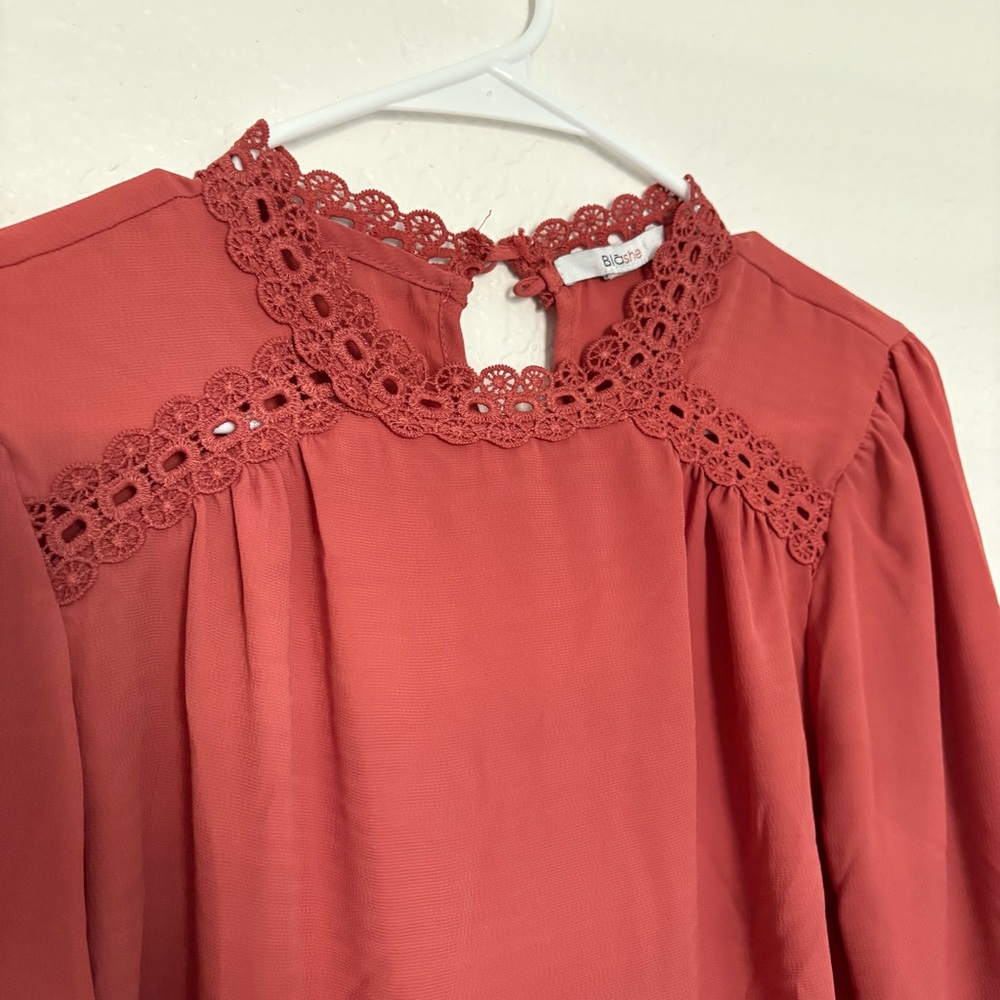 Women's Coral Lace Blouse